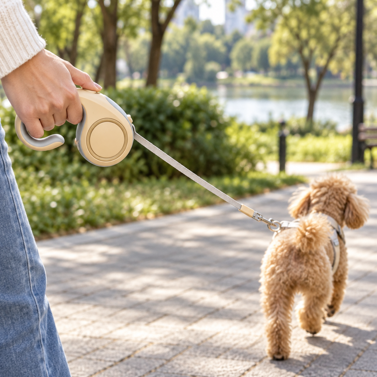 EasyWalk rollijn tijdens een wandeling in het park